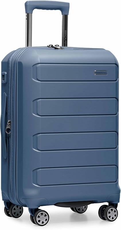 Pagosa Hardshell Expandable Luggage with Spinner Wheels, Slate Blue, 22-Inch Carry-on
