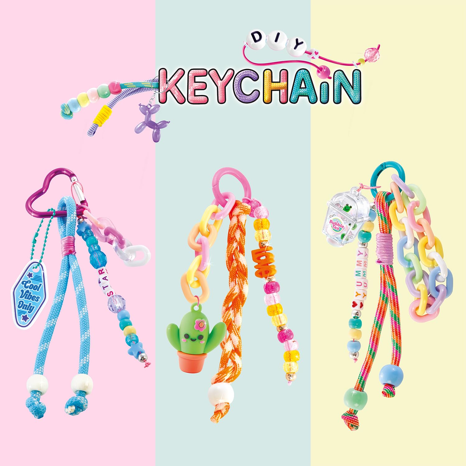 Canal Toys - Style 4 Ever - Fabrique à Porte-Clés DIY 3 en 1 - Crée Tes Porte Clefs Uniques Ultra Stylés - Paracordes, Aquacharms, Perles et +150 Accessoires - Idée Cadeau Enfant Dès 6 Ans - OFG 366