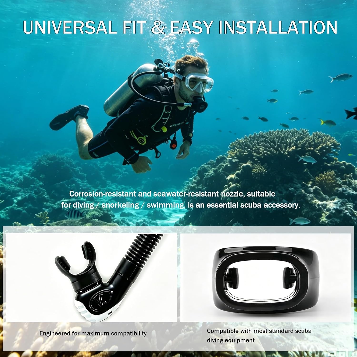 Scuba Diving Mouthpiece 4-Pack, Soft Silicone Snorkel Mouthpiece Regulator Replacement with 4 Ties, Universal Fit for Most Standard Regulators Scuba Accessories, 2 Black & 2 Clear