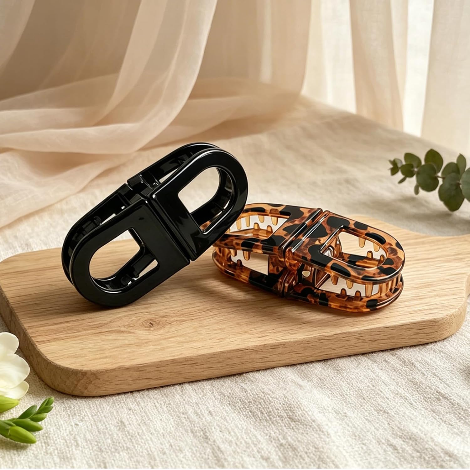 Magnetic Hair Clips for Women, Brown Black Strong Hold No Slip Seamless Hair Clips, 2-in-1 Quick Snap Hair Clips, Creaseless Non-Dent Hair Styling Tools for Thick Thin Hair 2PCS (Style 1)