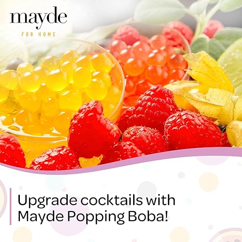 Miniatura 5 de Mayde Popping Boba Pearls para bebidas, postres y cuencos de desayuno (sabor a fruta de la pasión, 7 libras)