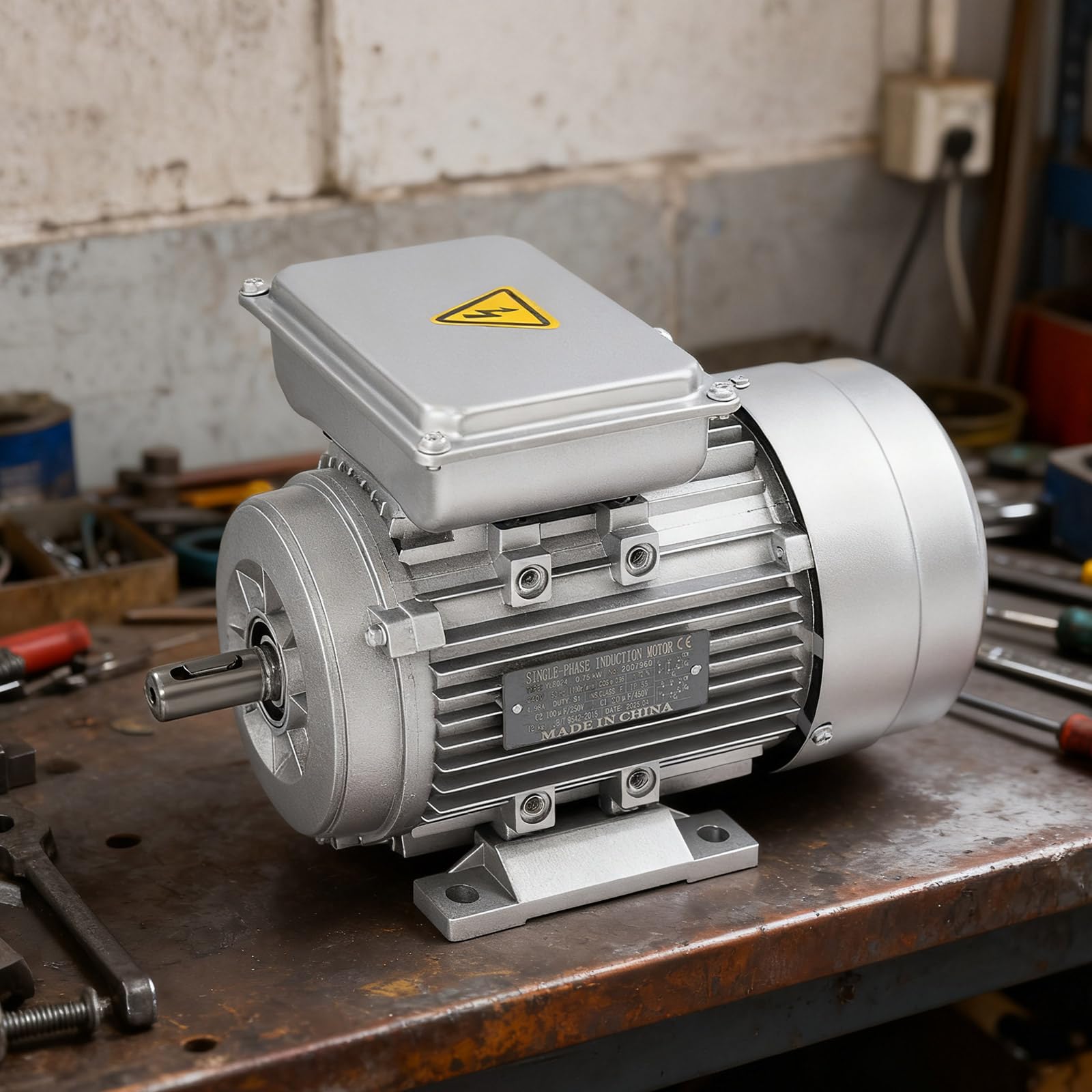 Motore elettrico monofase da 750 W, in alluminio con bobina di rame puro, IP55, motore industriale a 1 fase, con condensatore, 1380 giri/min, diametro dell'albero: 19 mm per dispositivi meccanici