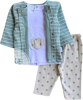 طقم بيجامة قطن خريفي للبنات البيبي مكون من 3 قطع