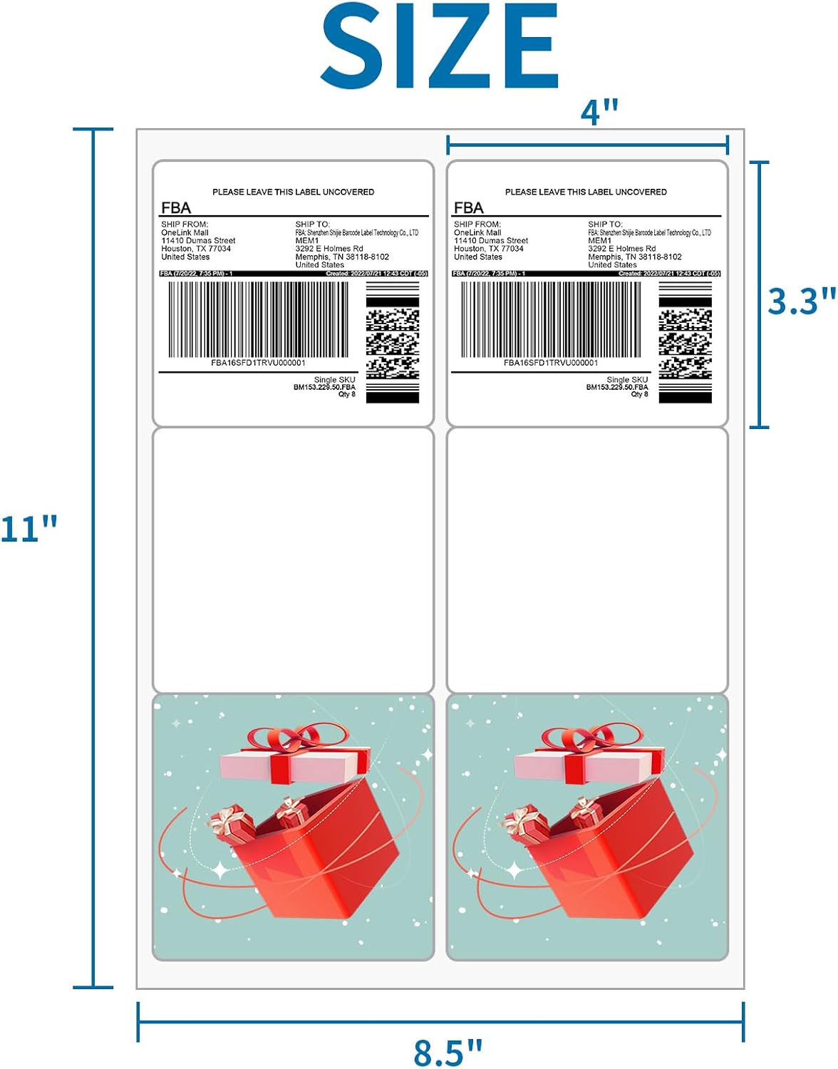 [100 Sheets 600 Labels] Shipping Labels 3 1/3"x4" Printable White 6 up Labels for Laser/Inkjet Printers, Mailing FBA Address Label Sticker Paper - Permanent Adhesive Label Blank - Image 2