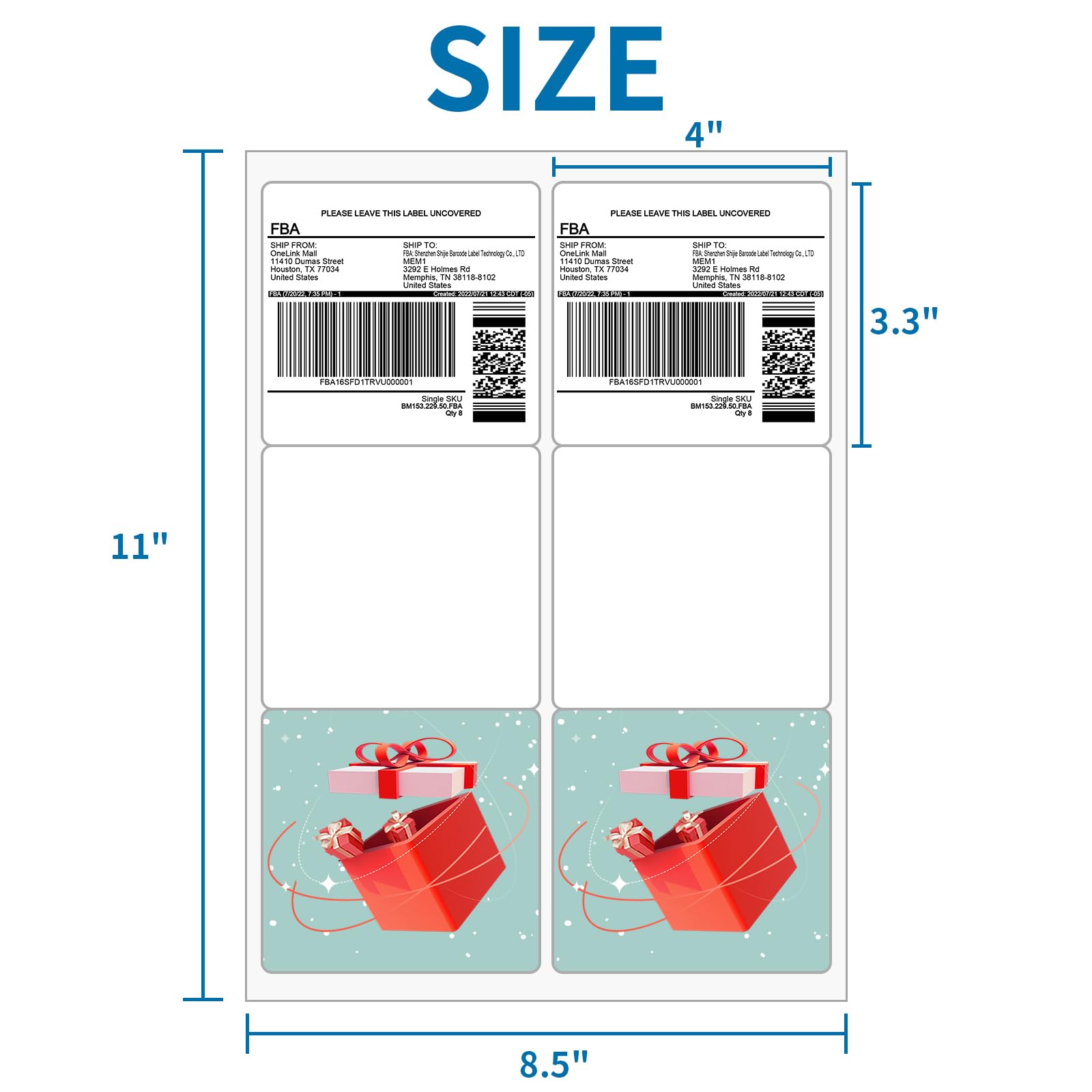 Adresowe etykiety wysyłkowe (20,5 cm × 38 cm) - 10 cm x 5 cm Etykiety papierowe samoprzylepne etykiety do drukowania, do drukowania laserowego/atramentowego - matowe (100 arkuszy po 600 etykiet)