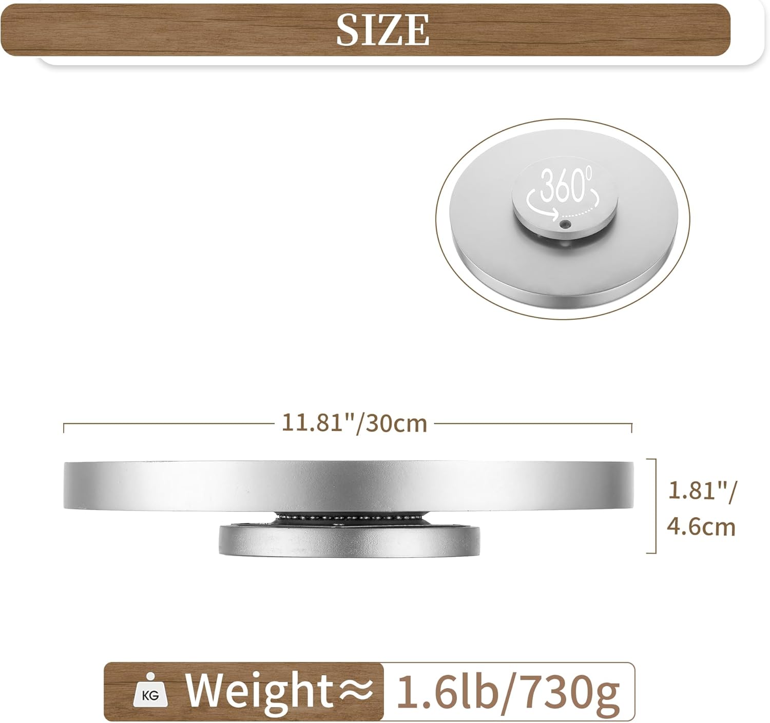 Hanobe Lazy Susan Bathroom Tray: Decorative Round Table Centerpieces 12 inch Turntable Organizer for Countertop Dining Room Kitchen Pantry Champagne Sliver