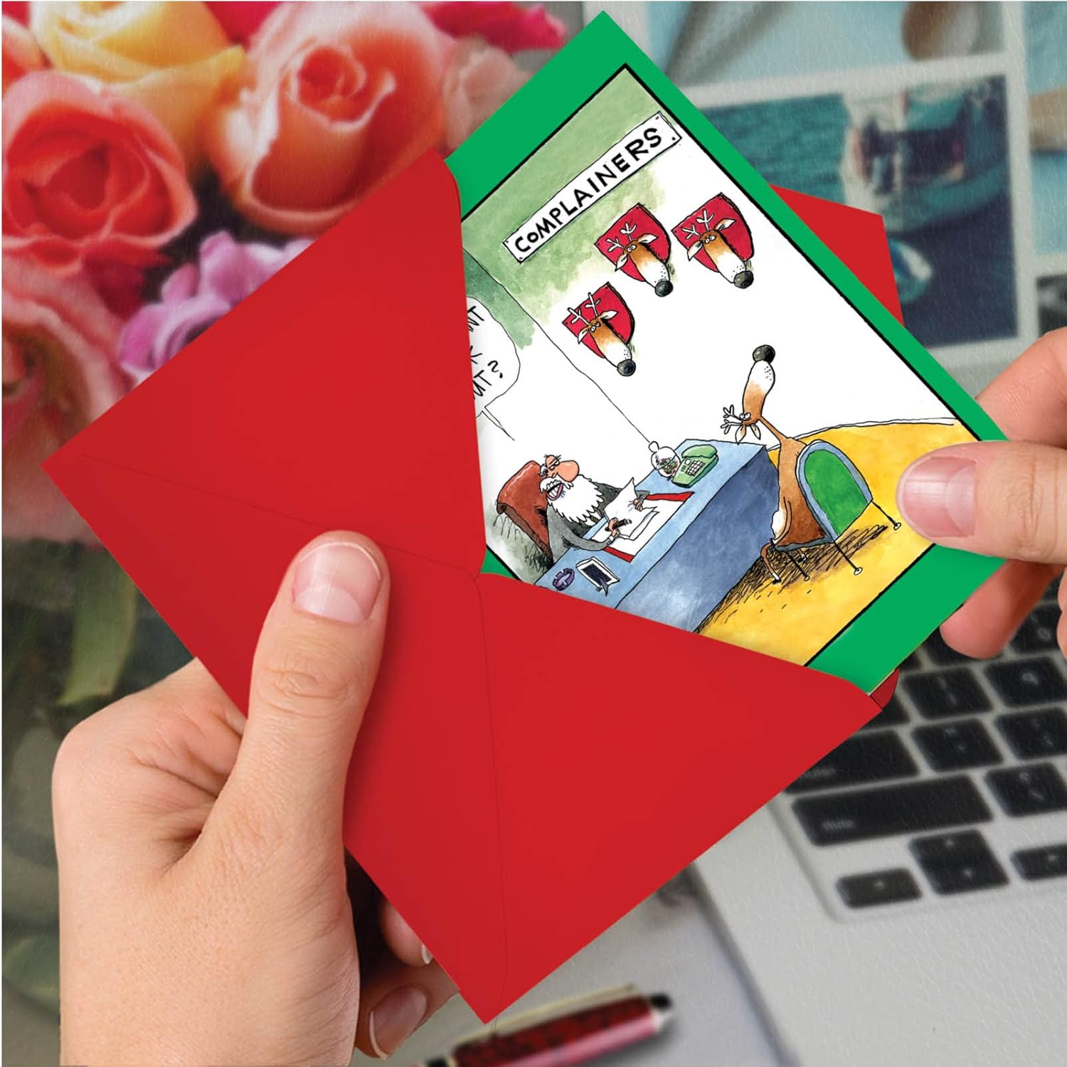 NobleWorks Bulk Pack of 36 Hilarious Christmas Greeting Cards w/Envelopes, Boxed Funny Holiday Animal Notecards for Men, Women (1 Designs, 36 Each) - Complainers McCoy C1540XSG-B36
