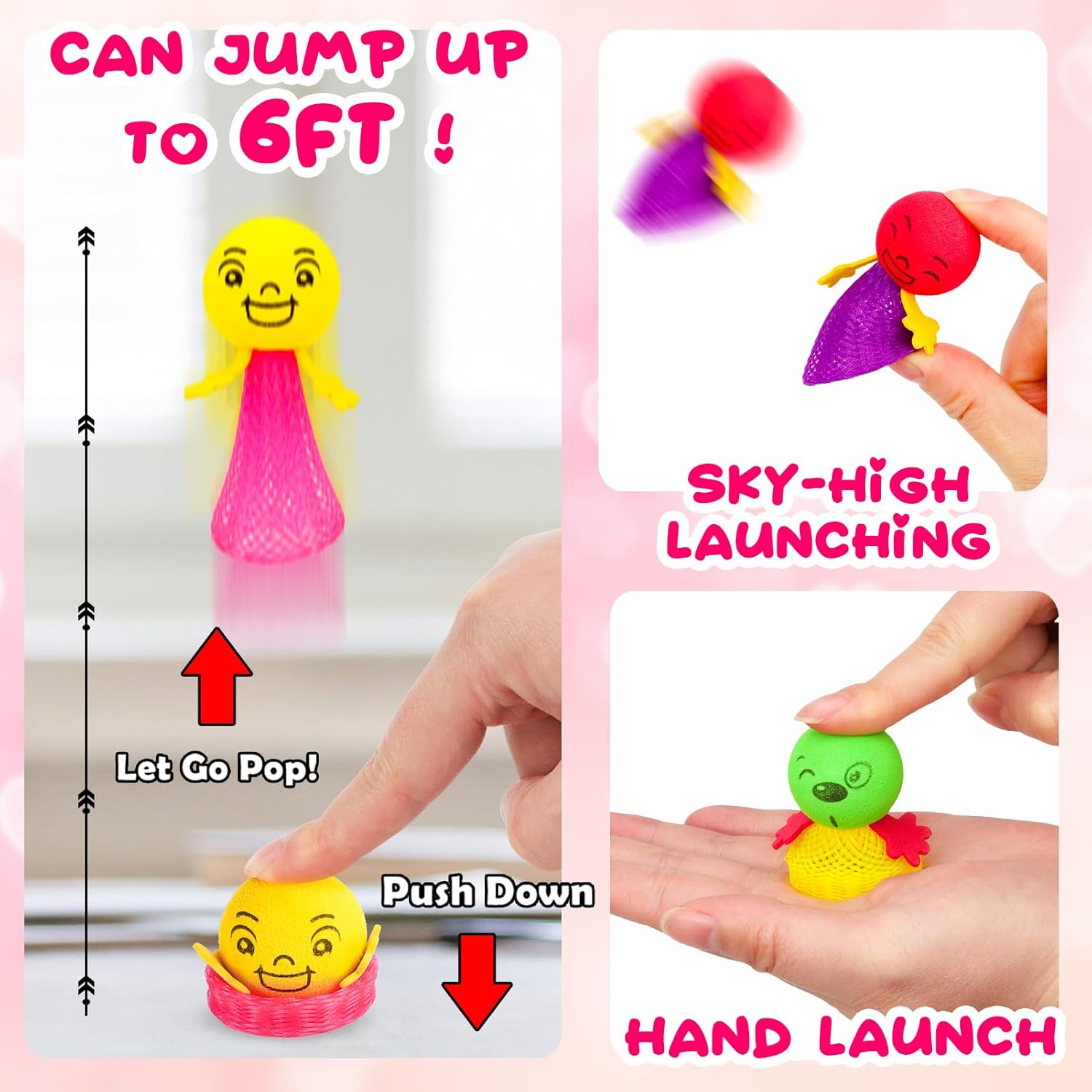 28Pcs Jumping Rocket Launcher for Kids Fidget Easter Basket Stuffers for Toddlers Pop up Toys Popper Slinky Party Favors 4-8 Easter Hunt Gifts Goodie Bag Classroom Prize for Boys Girls 8 9 10 Year Old