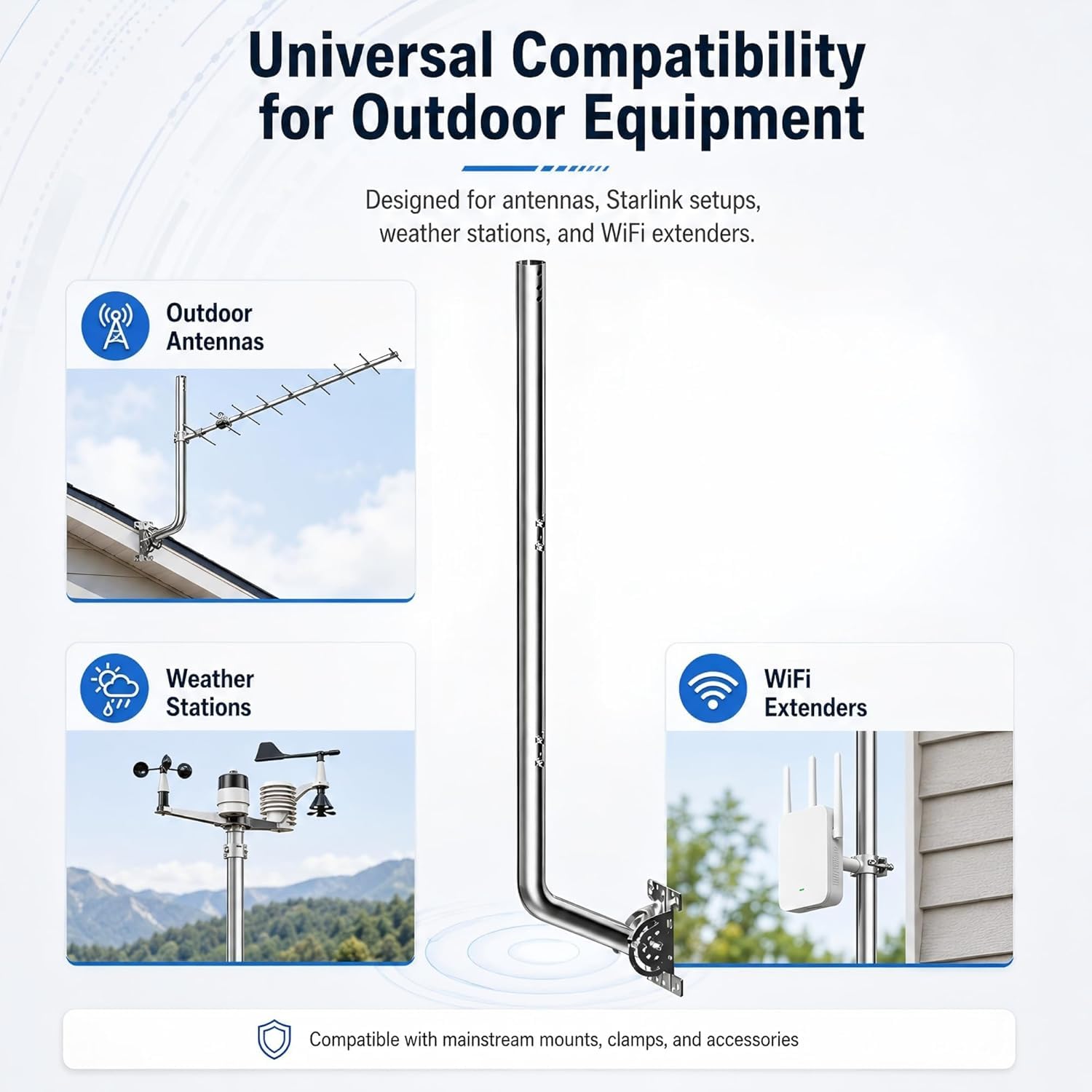 Palo antenna universale per TV, satellite, radio, antenne WiFi, Star-link (Scheggia-101cm)