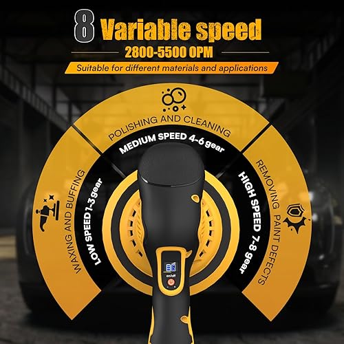 Miniatura 4 de Kit de pulidor inalámbrico de coche para batería Dewalt de 20 V (sin batería), máquina pulidora aleatoria de doble acción sin escobillas de 6