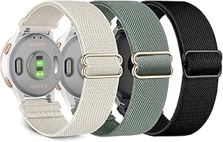 Krudary 3Pack Stretchy Nylon Watch Bands Compatible with Garmin Venu 2S/Venu 3S/ Vivoactive 4S / Vivomove 3S, 18mm Loop Elastic Fabric Straps for Garmin Forerunner 265S/255S/255S Music Women Men