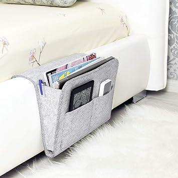 House of Quirk Bedside Caddy| Ipad Holder | Dorm College Room, Bunk Bed, Hospital Bed, Kids Baby Bed | Hanging Storage Organizer | Remote Holder | Large Size 12.5