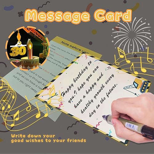 Miniatura 6 de Tarjeta de felicitación 3D de cumpleaños 30 con luz y música, tarjeta de camión grúa para niño, sobrino, nieto, hijo, niño pequeño, con sobre,