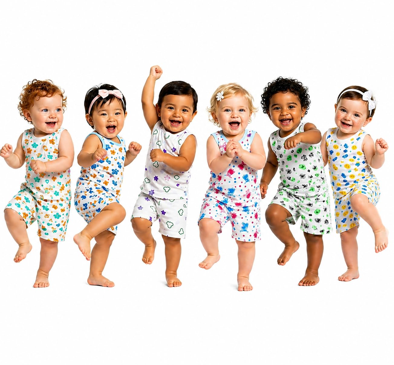 100% Organic Cotton Muslin Baby Jhabla Set of 6 (6-12 Months) | Sleeveless Soft Infant Summerwear-image-48