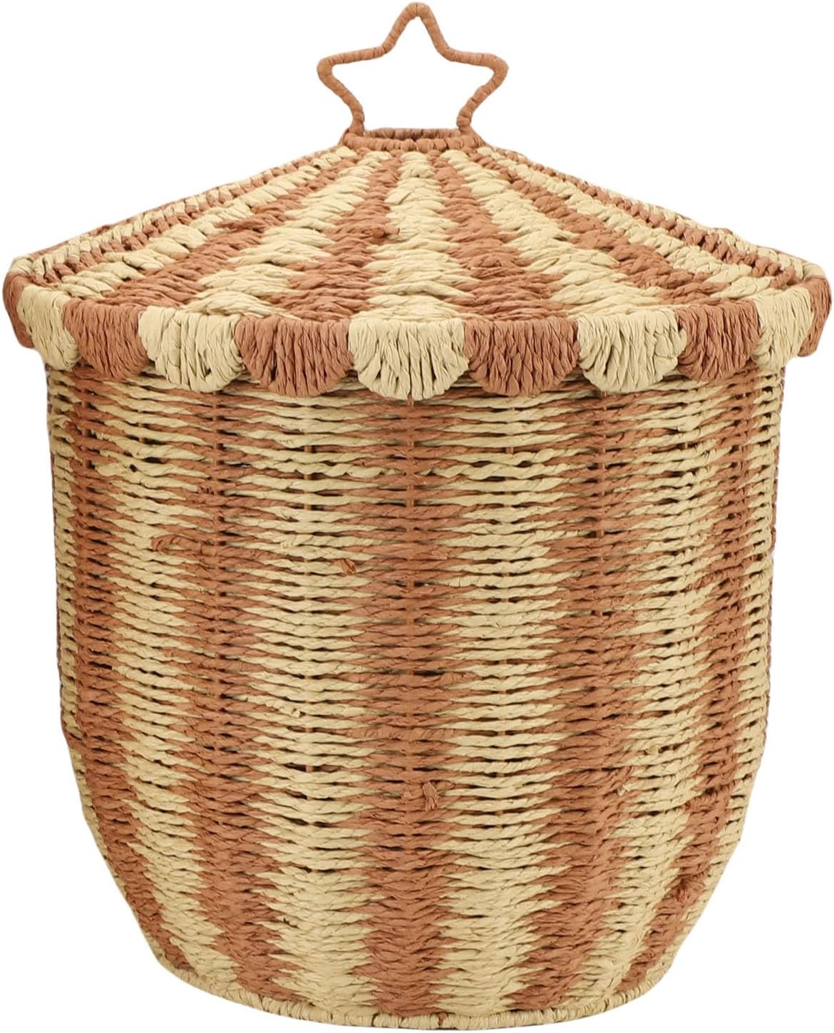 Woven Storage Basket Retro Coffee Color Rattan Iron Large and Small Woven Organizer for Clothes Toys Dorm Bedroom Game Room Organizer (2 Pcs)