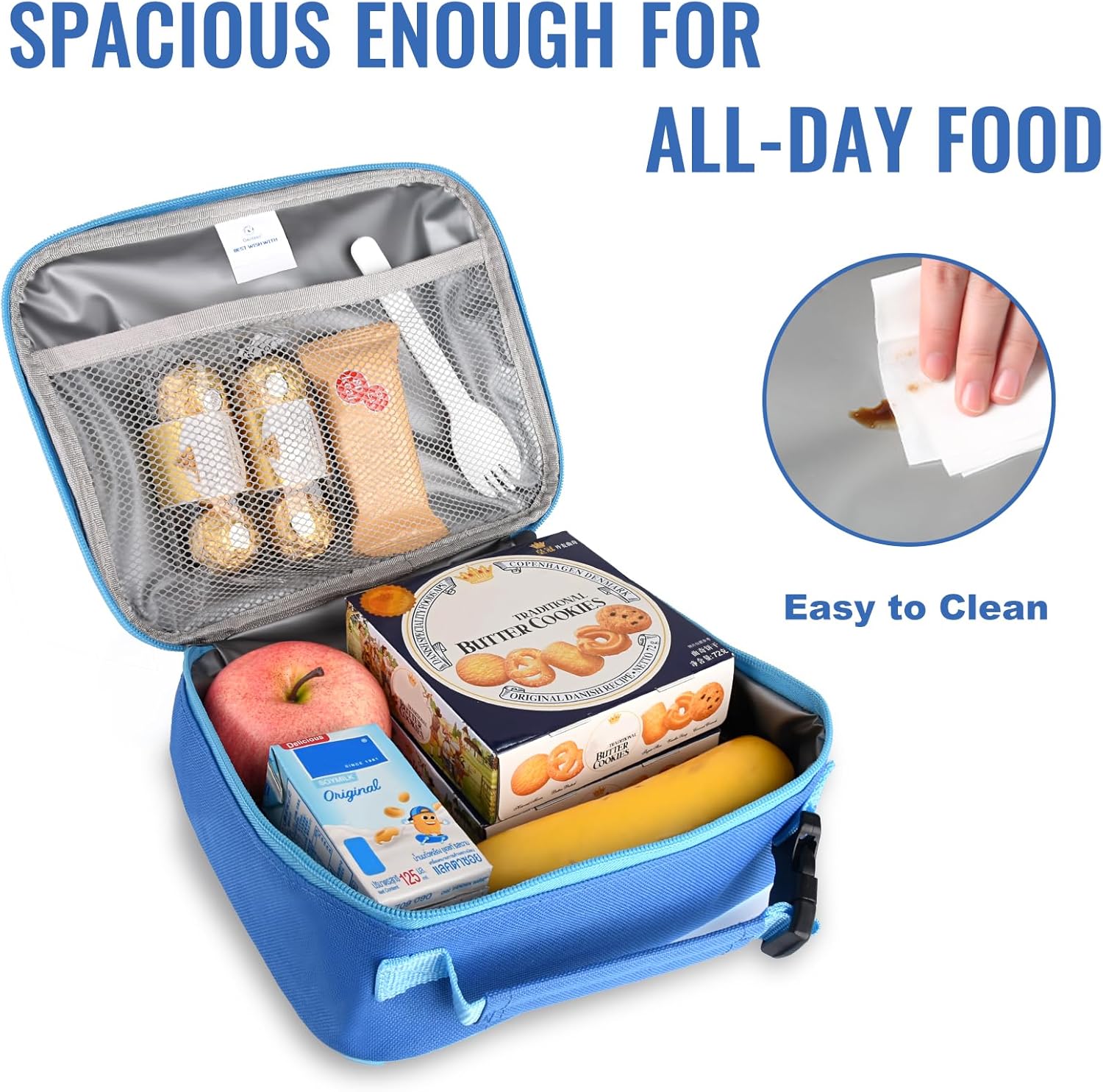 Genteen Lunch Box Kids,Insulated Lunch Bag Kids Boys Girls,Soft Bag Small Cooler Back to School Thermal Meal Tote Kit Lunch Box for School,Work,Outdoor (Blue) - Image 5