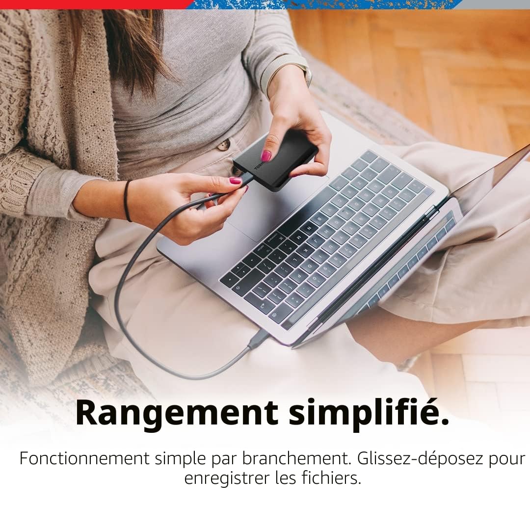 Disque dur externe portable Toshiba Canvio Basics HDTB510XK3AA, 1 To, USB 3.0, Noir