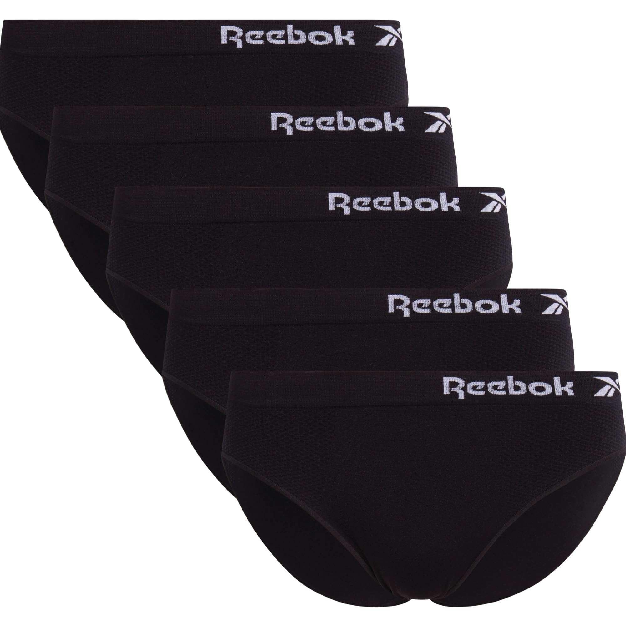 Reebok Womens Bikini Underwear - 5 Pack Soft Stretch Performance Tag Free Briefs Bikini Panties Seamless Underwear for Women