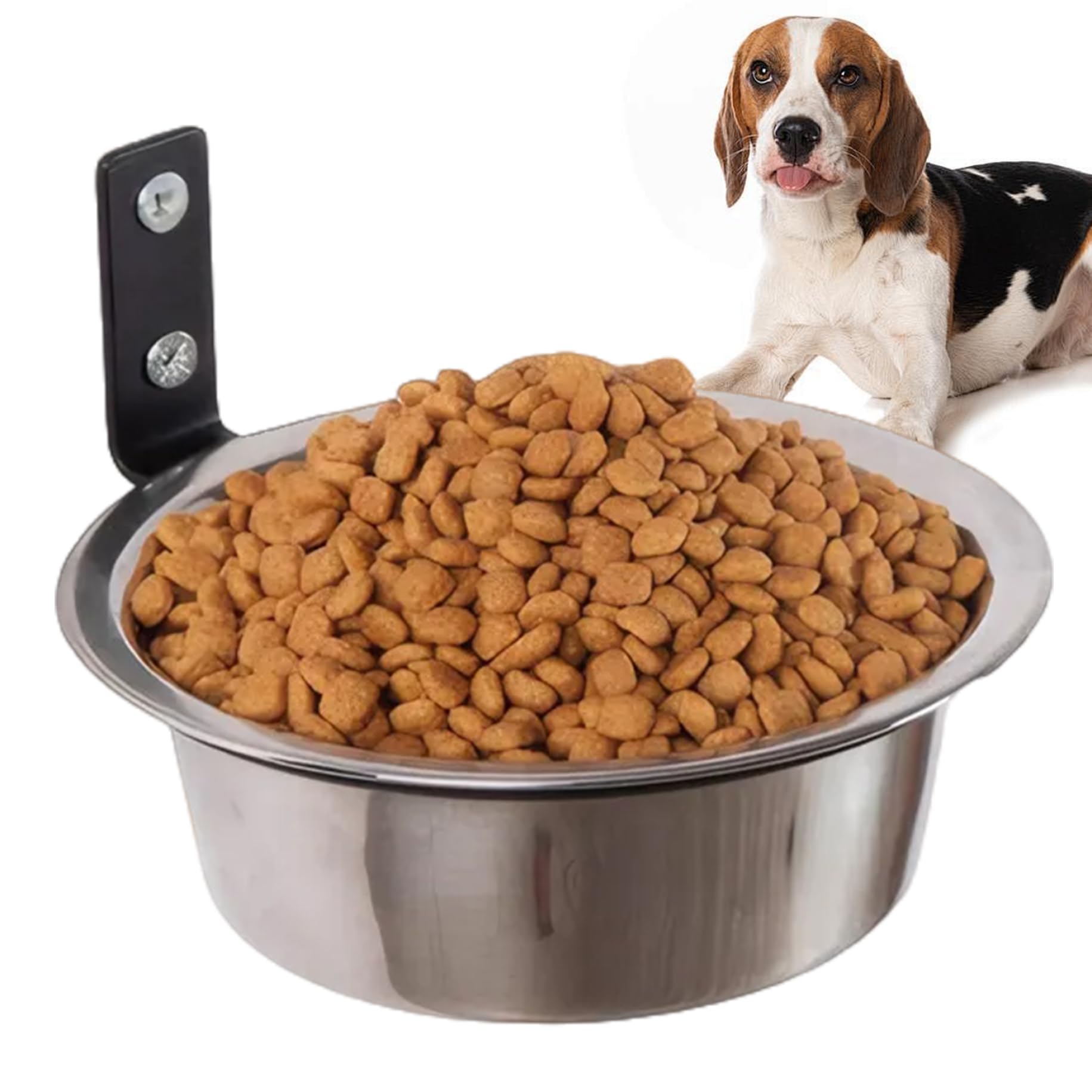7 Inch Wall Mounted Dog Bowl, Stainless Steel Elevated Cat Bowls with Foldable Bracket