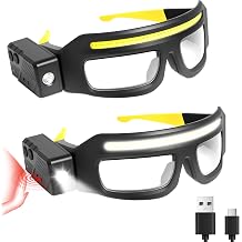 Adjustable Headlamp Glasses With Motion Sensor Rechargeable Headlight Safety Glasses for Camping