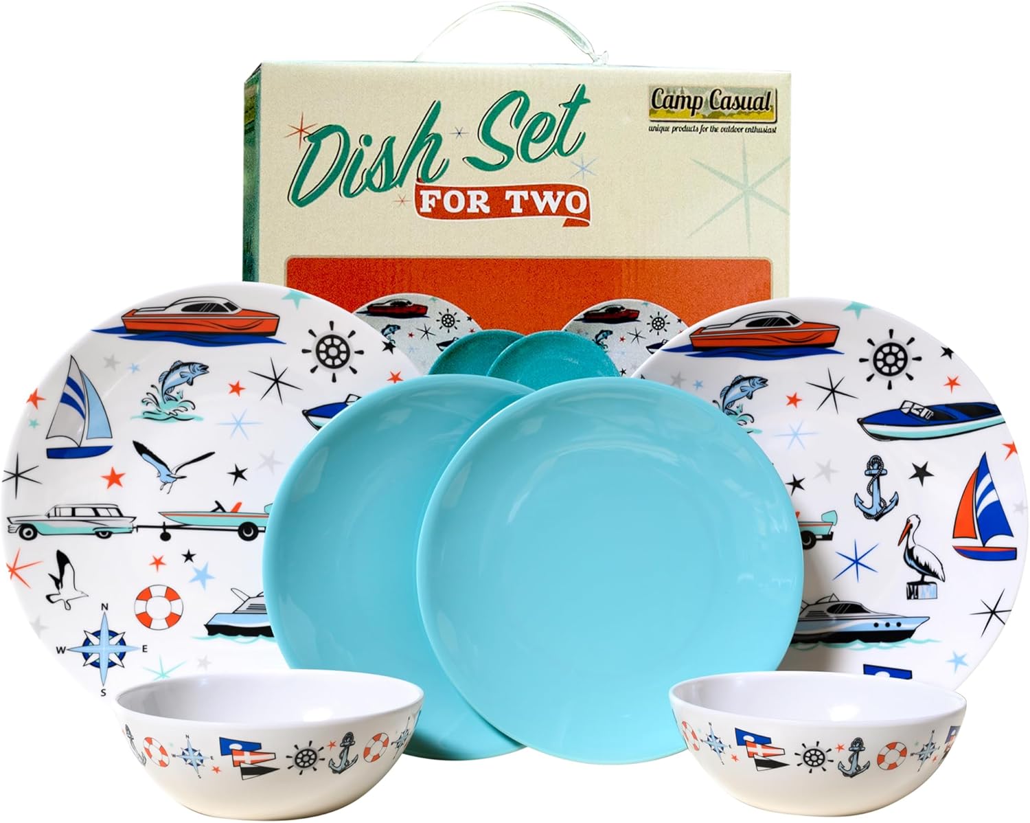 Melamine Dinnerware Sets 6pc Marine Dish Set 2 Bowls