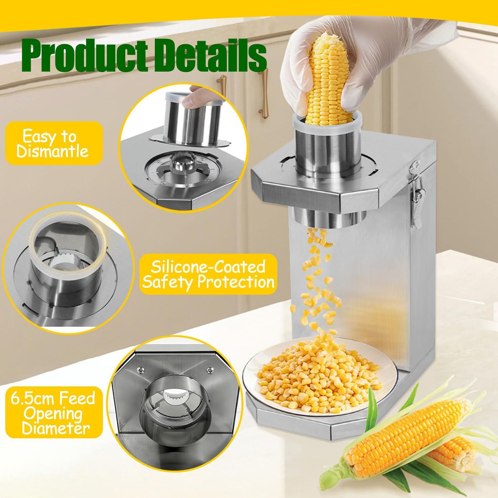 Sgranatrice elettrica per mais da 40 W, macchina sgranatrice per mais professionale, ideale per la cucina casalinga e la preparazione di alimenti a livello professionale.