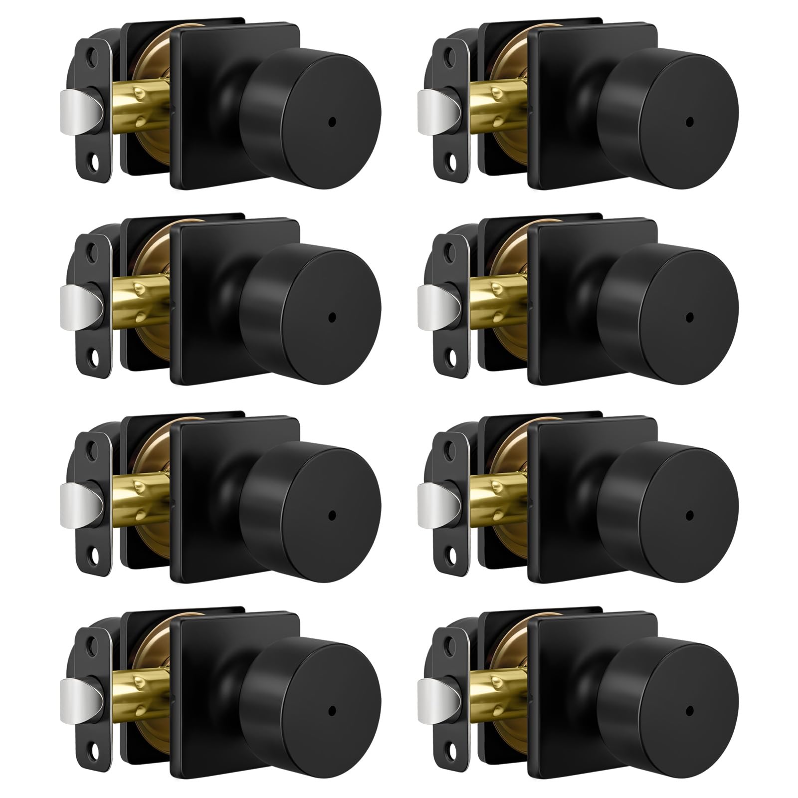 Black Door Knobs with Lock - 10 Pack -11