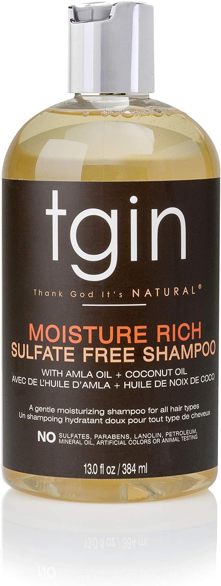 TGIN Thank God It's Natural Moisture Rich Sulfate Free Shampoo With Amla Oil + Coconut Oil 13 Fl oz