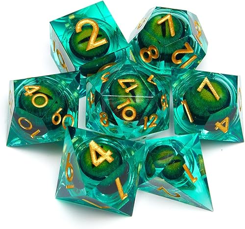 Liquid Core Flow - Juego de dados de resina DND, juego de 7 dados poliédricos D&D de Dungeons and Dragons, adecuados para juegos de rol, juegos de