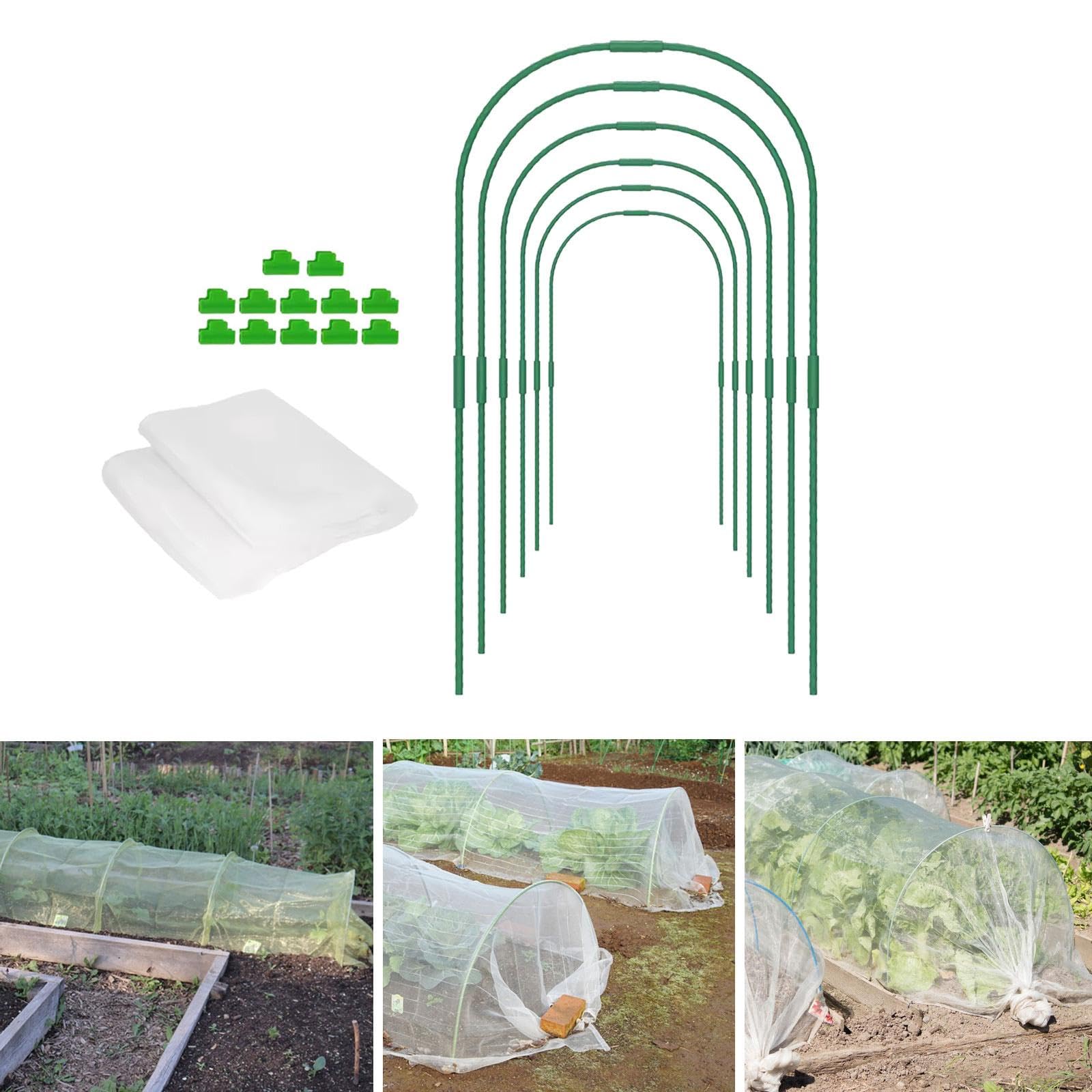 Invernadero para Plantas Kit de Marco para Camas Elevadas con Clips Apoyo de Acero Manganeso Práctico Y Adecuado para Huertos Jar, con Red