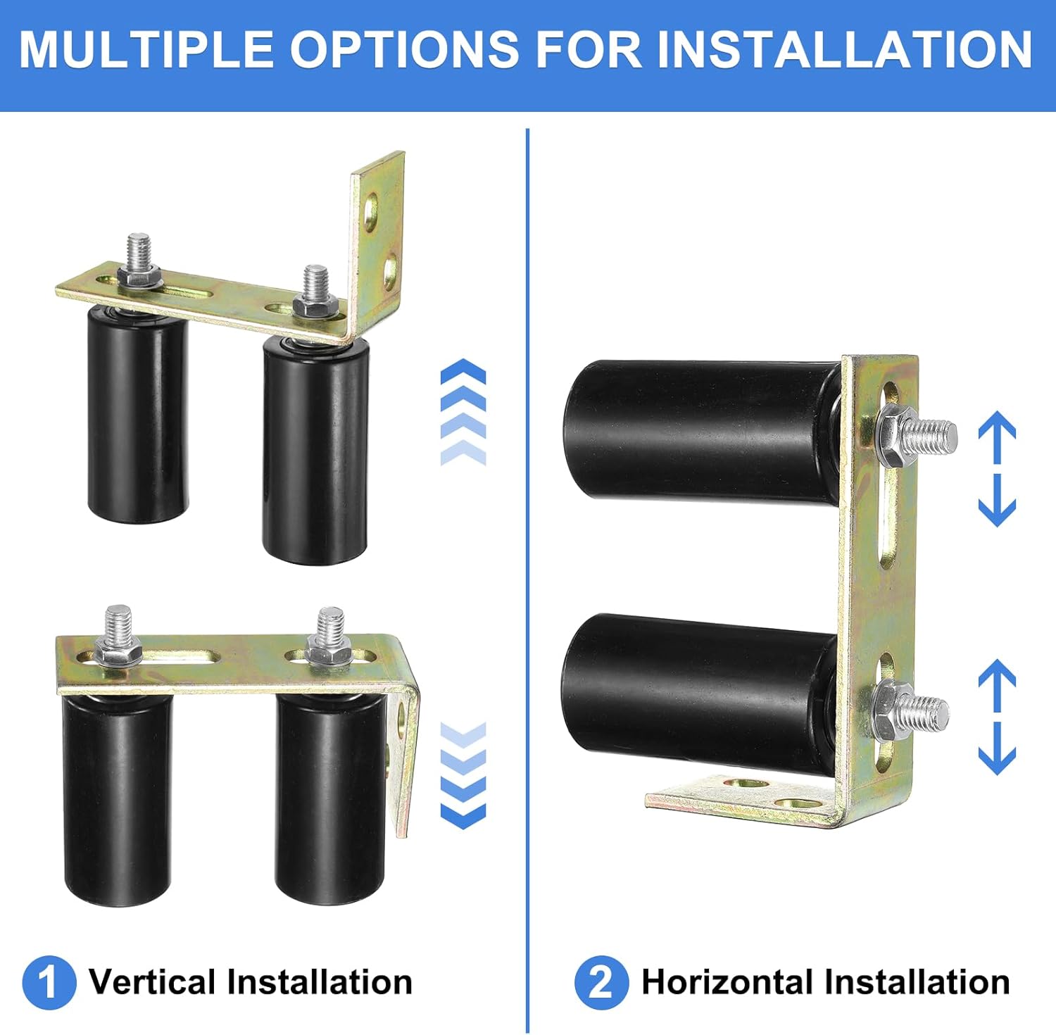 uxcell 1 Set Slide Gate Guide Roller, 4" Nylon Rollers Gate Support Assembly with L-Rear Post Bracket, Universal Sealed Ball Bearing Rolling Gate Guider for Sliding Door, Black