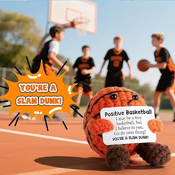 Positive A Slam Dunk Crochet Basketball Birthday Gifts for Men Him | Back to School Inspirational Cheer up Stress Relief First Day of School Gifts for Teenage Boys Girls Best Friend Son Teammate