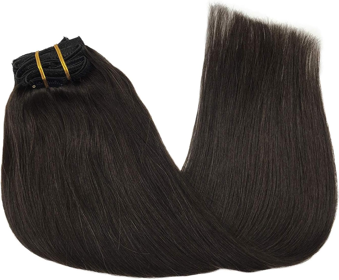 GOO GOO Clip in Human Hair Extensions, 20inch 120g 7pcs, Hair Extensions Clip in, 2 Dark Brown, #2 Dark Brown, 20 Inch-120g-7pcs - Image 3