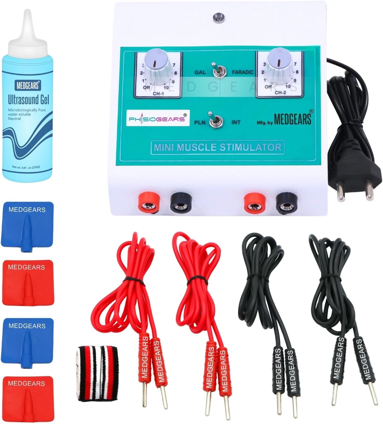 - Mini MS Two Channel Muscle Stimulator Machine Galvanic with Faradic Stimulation Physiotherapy with One Year Warranty (Electro Pads)