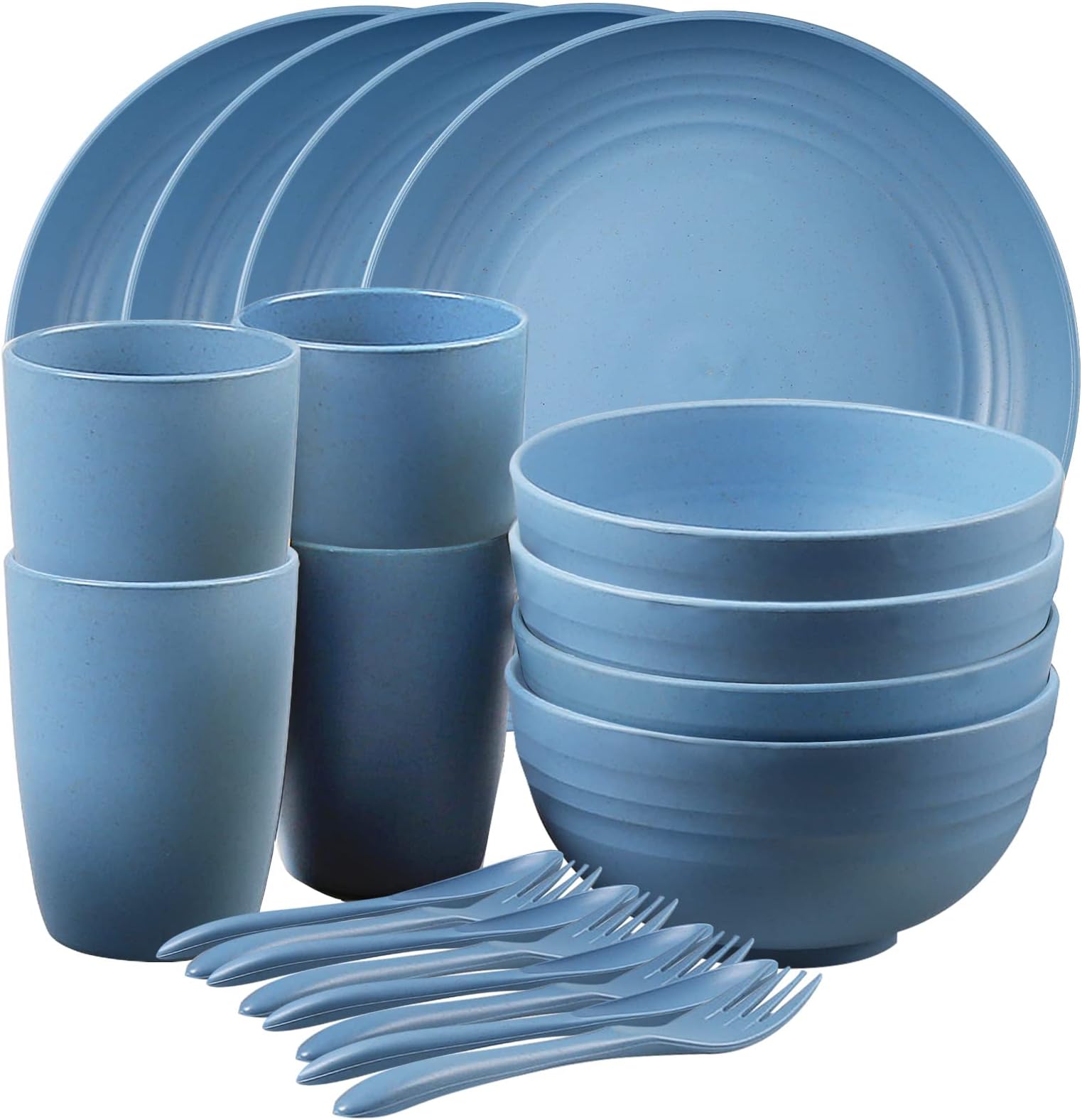 Unbreakable Plates and Bowls Sets OAMCEG 42 Pieces
