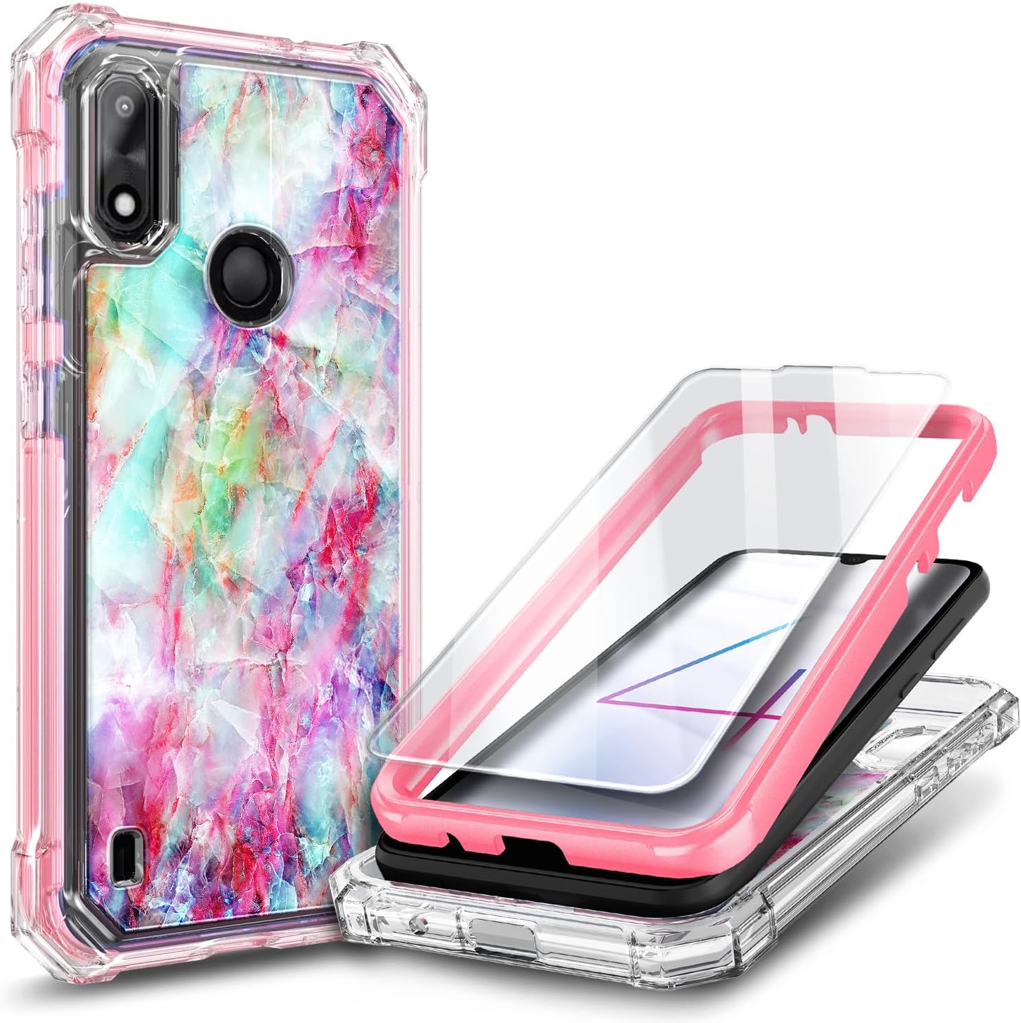 for Gabb Phone 4 Case, Shockproof Cover, Marble Fantasy | Compatible with Gabb Phone 4 only, not for Gabb Phone 4 Pro. Rugged Bumper with Screen Protector & Raised Corners