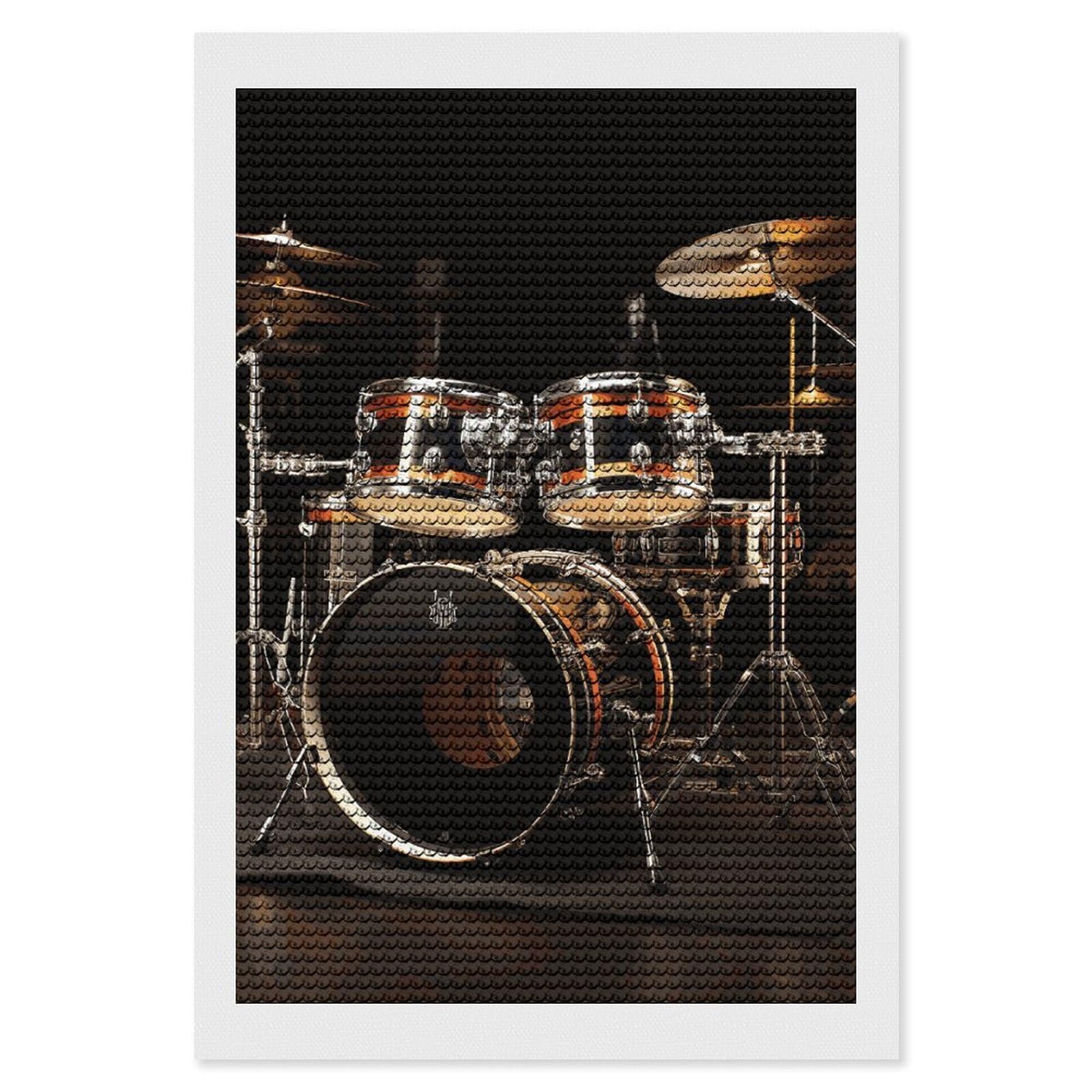 DWVTSLH Drum Set Diamond Painting Kits for Adults, Personalized Diamond Photo Art Full Drill, DIY 5D Diamond Art Painting Kits for Beginners, Home Wall Decor 8"x12"