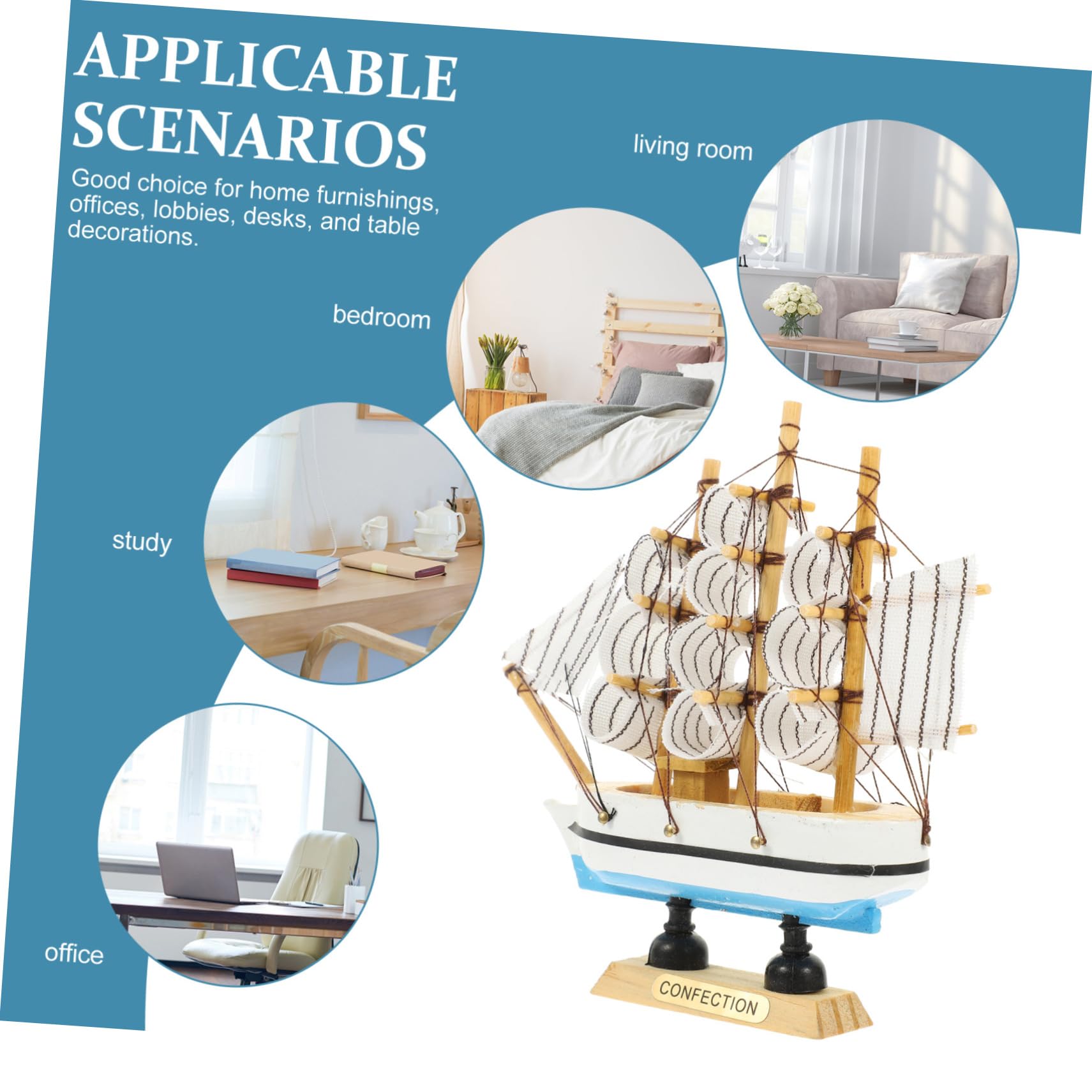 Bateau à Voile Bois Décoration - Style Méditerranéen Fait Main