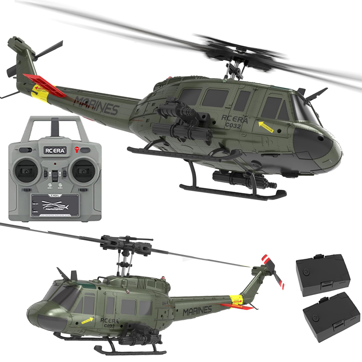 Ssccgym 315MM UH-1 Remote Control Helicopter Aircraft for Adults Expert 6CH C032 RC Heli Maintain Altitude Brushless Motor/Optical Flow Positioning/Fly Upside Down 3D Rolling (RTF 2Battery)