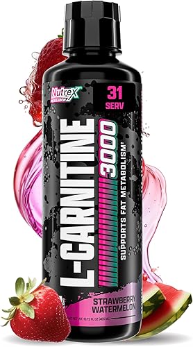 Nutrex Research Carnitina líquida 3000 (sandía fresa) Líquido de carnitina L premium, sin estimulantes, 31 porciones