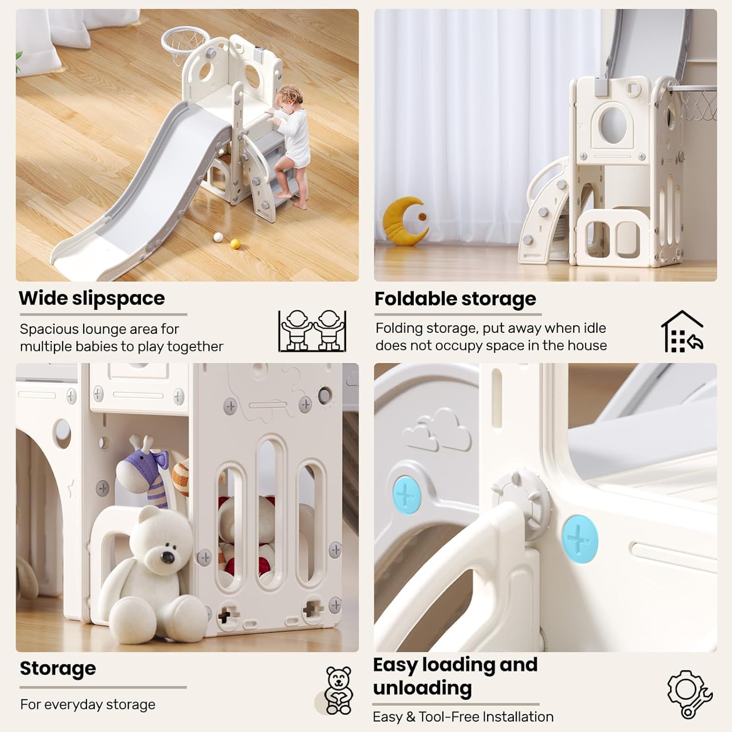 UBRAVOO Kinder Rutsche, Extralange Kleinkinderrutsche mit Laufstall, Stauraum und Rutschfesten Stufen, Indoor & Outdoor-Spielset