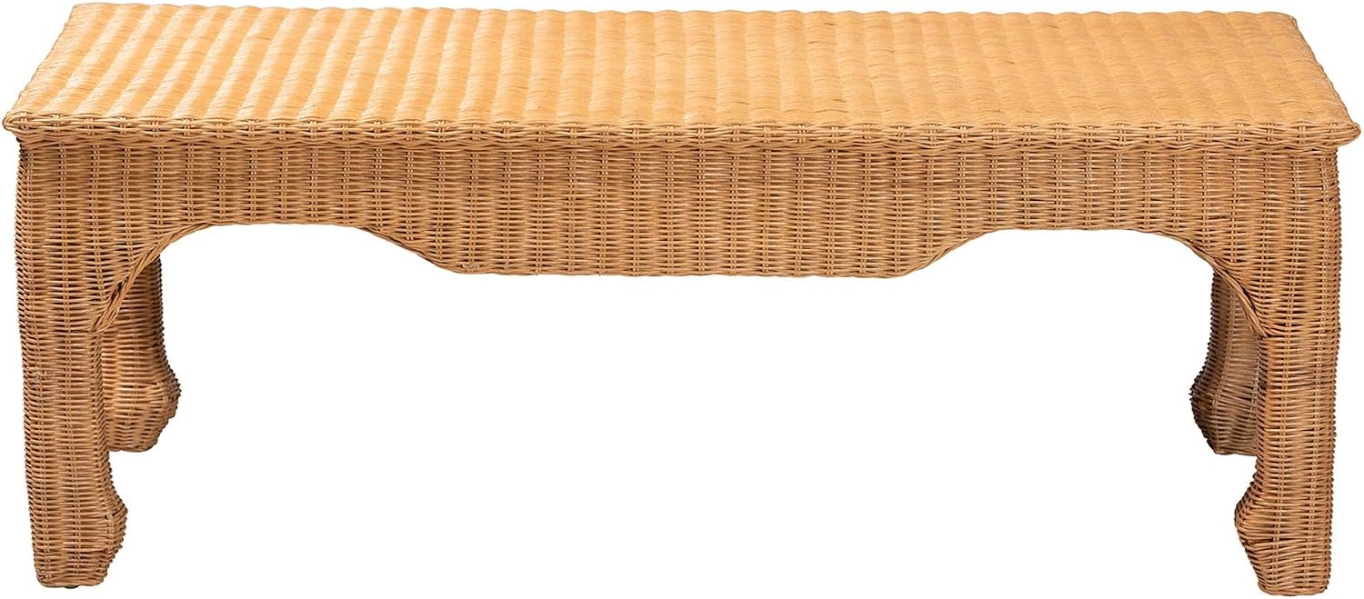 Bali & pari Abena Ming Style Natural Rattan Furniture, Wicker Accent Furniture for Hallway, Living Room Or Foyer, Coffee Table