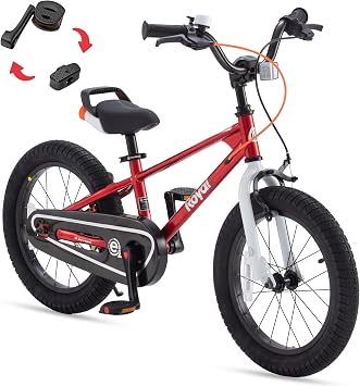 RoyalBaby EZ Kids Bike, 16 Inch Wheel Bicycle with Quick Release Crank for Beginners Easy Learn Biking, Boys Girls Ages 4-7 Years, Red