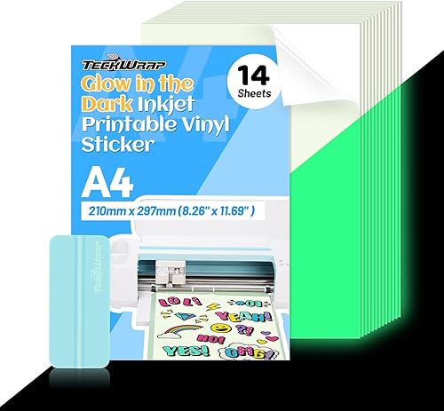 TECKWRAP Papel adhesivo de vinilo imprimible para impresora de inyección de tinta, papel adhesivo holográfico para imprimir por inyección de tinta,