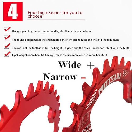 Miniatura 3 de YBEKI Plato de 104BCD redondo ovalado, estrecho, ancho, para bicicleta de montaña de 8, 9, 10, 11 velocidades, bicicleta de montaña, BMX, 30T, 32T