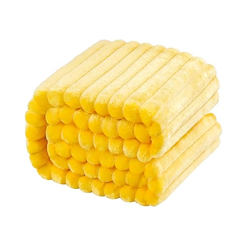 NTBAY Manta mullida de franela para niños pequeños, esponjosa, cálida y ligera, reversible, con diseño de rayas, 30 x 40 pulgadas, color amarillo