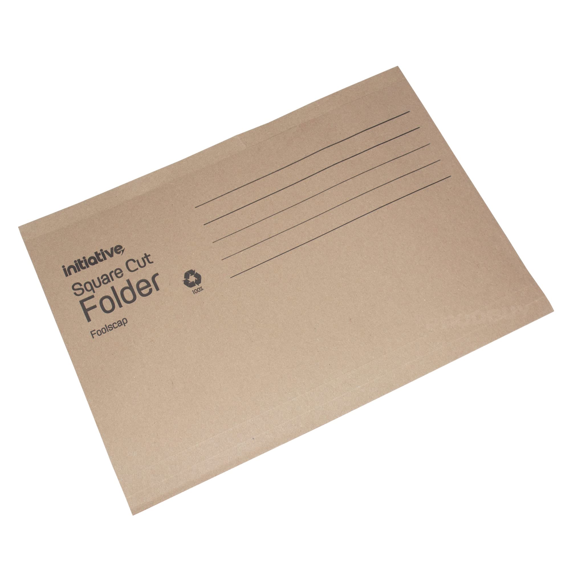 [Pack of 100] Buff 100% Recycled Foolscap Square Cut Folders