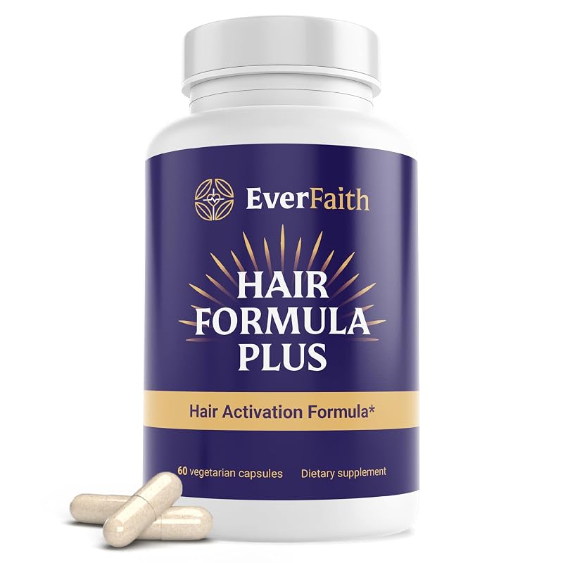 EVERFAITH Suplemento para cabelos com biotina, colágeno e queratina — 60 cápsulas