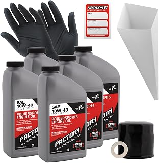 Oil Change Kit compatible with Honda CBR1100XX, VFR1200F, ST1300, GL1800 – Includes 5 Quarts of 10W-40 Full Synthetic Oil, 1 Filter, 1 Crush Washer, 1 Funnel, 1 Oil Change Sticker