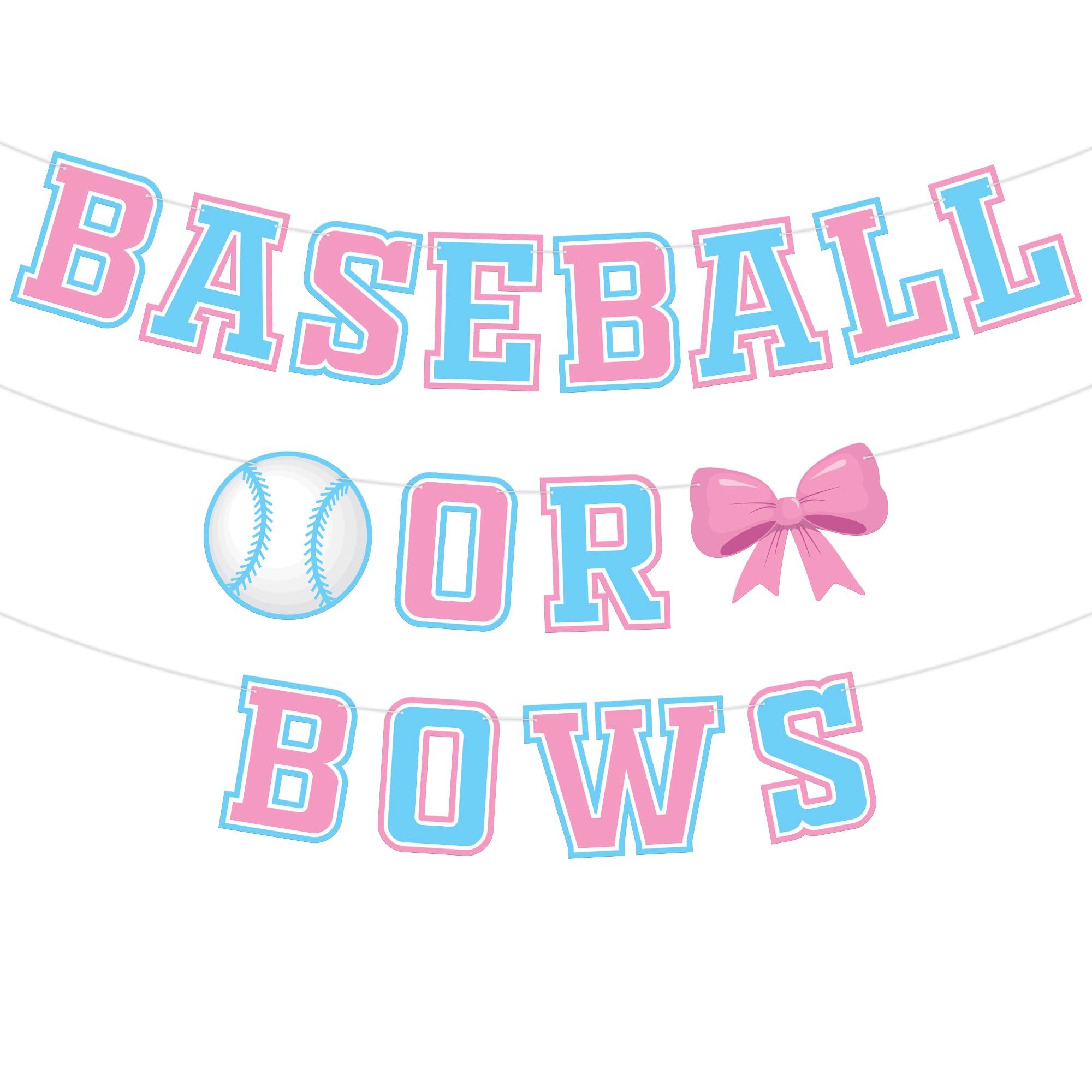 KatchOn, XtraLarge Baseball or Bows Gender Reveal Banner - 10 Feet | Blue Pink Baseball or Bows Banner, Baseball or Bows Gender Reveal Decorations |